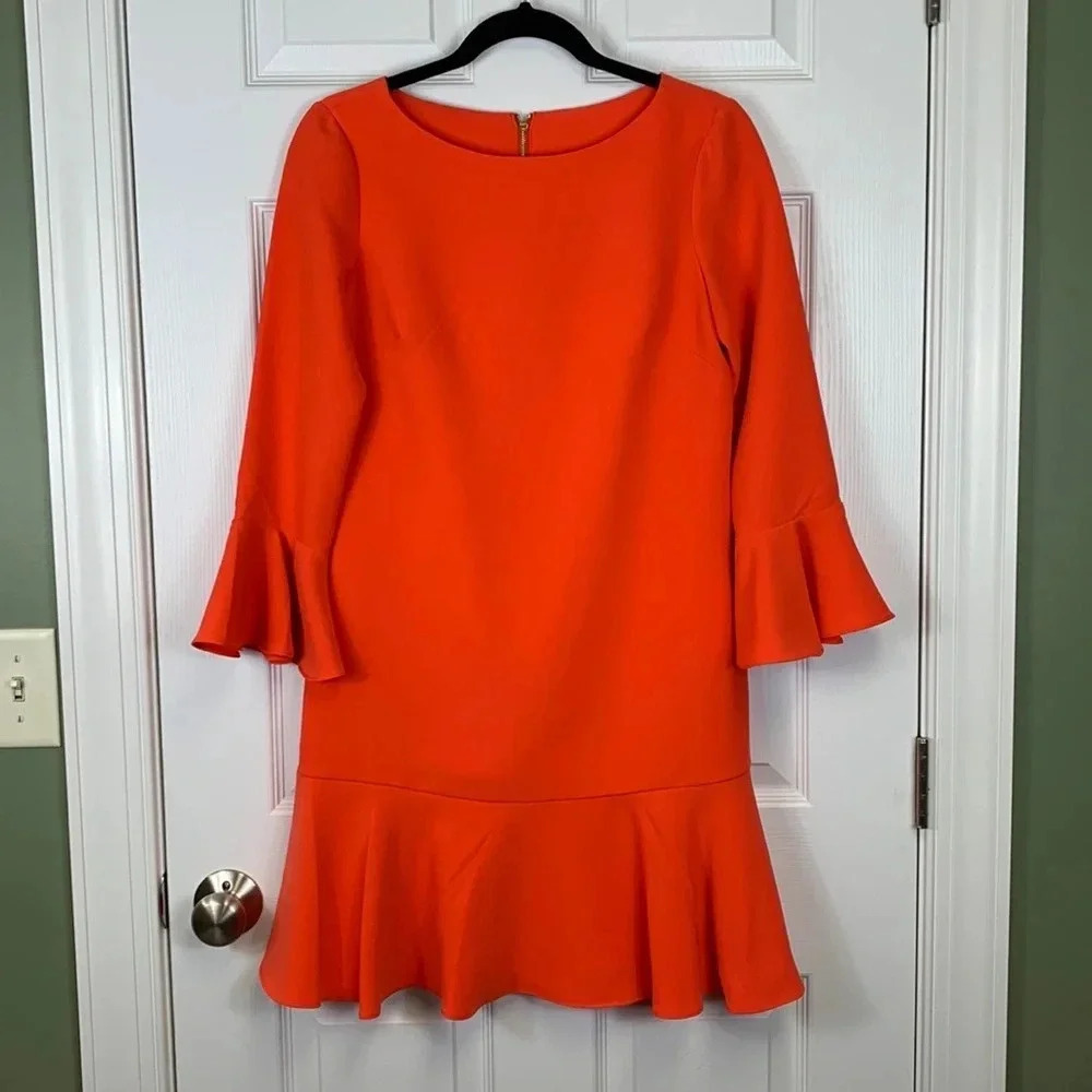 NWOT Sail to Sable bright orange 3/4 flutter sleeve dress sz 2